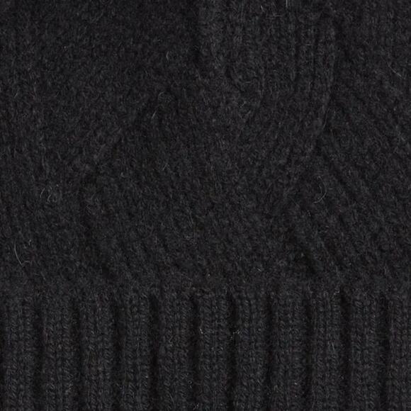 Nordstrom 100% Cashmere Faux Fur Pom Beanie Black - Picture 2 of 3